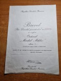brevet - ordinul meritul militar clasa 1 -anul 1980 -semnatura nicolae ceausescu