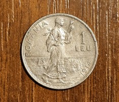 1 leu 1914, Carol I, Romania, argint foto