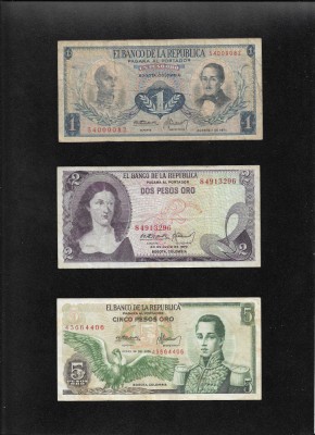 Set Columbia 1 + 2 + 5 pesos oro foto