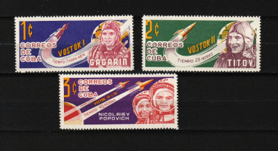 Cuba, 1963 | Cosmonauţi sovietici - Gagarin, Titov - Vostok - Cosmos | MNH | aph foto