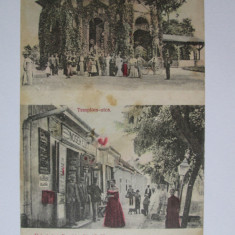 Rară! Carte poștala Buziaș(Timiș):Izvorul de cura Josef,magazin,circulată 1908