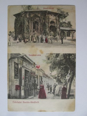 Rară! Carte poștala Buziaș(Timiș):Izvorul de cura Josef,magazin,circulată 1908 foto