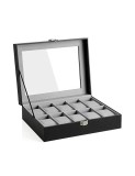 Cumpara ieftin Cutie pentru ceasuri, Songmics, capacitate 20.2 x 25.5 x 7.8 cm, JWB010BK, Gri