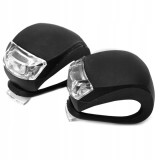 Cumpara ieftin Set 2 lumini bicicleta, din silicon, lumina alba, 3 moduri de iluminare, impermeabile, prindere rapida cu clema, rezistente la praf si ploaie, negru