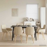 Cumpara ieftin Scaune de dining 6 buc. Tesatura Crem 56,5 x 50 x 87,5 cm