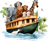 Cumpara ieftin Sticker decorativ Animale pe Barca, Maro, 70 cm, 8094ST, Oem