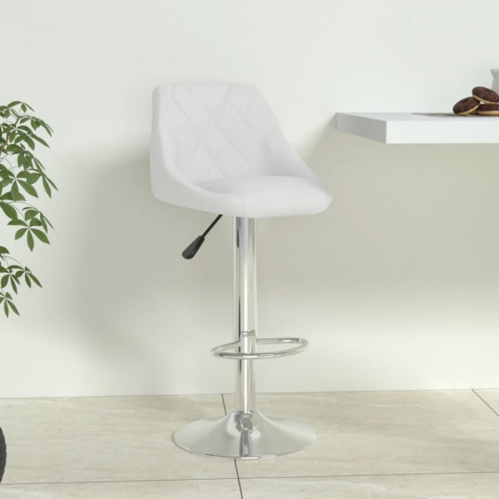 vidaXL Scaun de bar, alb, piele ecologică