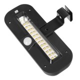 Lampa solara LED dreptunghiulara pentru perete Flippy, 18 x 7 cm, senzor miscare, 6V, ABS, 2200mAh, rezistent la apa, culoare alb rece, suport negru