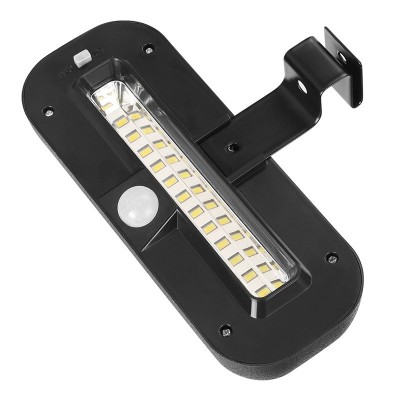 Lampa solara LED dreptunghiulara pentru perete Flippy, 18 x 7 cm, senzor miscare, 6V, ABS, 2200mAh, rezistent la apa, culoare alb rece, suport negru foto