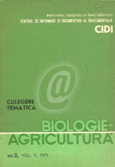 Culegere tematica biologie-agricultura (Ecologie si relatii om-biosfera. Probleme actuale in etologie), nr, 2, vol. 1 foto