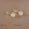 Cercei Placati cu Aur, Model Clasic cu Cristal Zirconia Alb, SaraTremo
