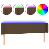 Cumpara ieftin Tablie de pat cu LED, maro inchis, 163x16x78/88 cm, textil