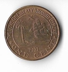 Moneda 1 cent 1961 - Liberia foto