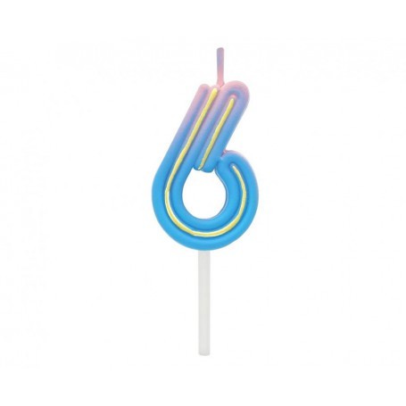 Lumanare tort cifra 6, Neon 44 x 28 x 12 mm