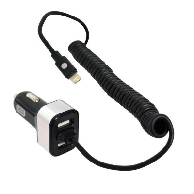 Incarcator auto Carpoint cu cablu conector hibrid MicroUSB MFi Dock 8pin, 2x iesiri USB 2.0, 5.8A , 12V/ 24V, lungime 150cm AutoDrive ProParts foto