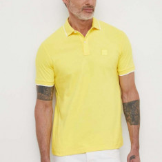 BOSS Orange tricou polo bărbați, culoarea galben, uni 50507699