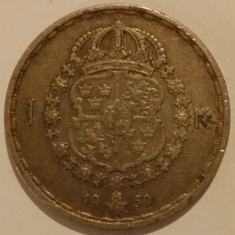 Moneda Regatul Suediei - 1 Krona 1950 - TS - Argint