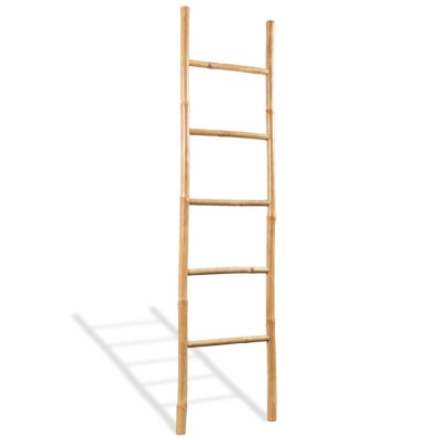 Gossi scara pentru prosoape cu 5 trepte, bambus, 150 cm foto