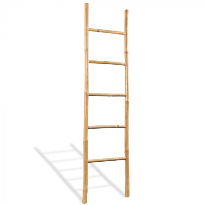 Gossi scara pentru prosoape cu 5 trepte, bambus, 150 cm