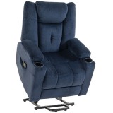 HOMCOM Fotoliu Ridicător Electric cu Masaj Vibrant și &Icirc;ncălzire, Fotoliu Relax Electric din Catifea, Spătar Inclinabil Albastru | Aosom Romania