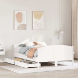 VidaXL Cadru de pat fără saltea, alb, 135x190 cm, lemn masiv de pin