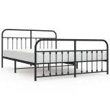 Cumpara ieftin Cadru pat metalic cu tablii de cap/picioare, negru, 183x213 cm
