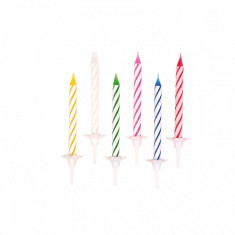 Lumanari aniversare cu suport pentru tort multicolore cu spirale, Amscan 5053, Set 24 buc foto