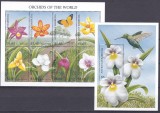 DB1 Flora Orhidee Pasari Colibri Antigua &amp; Barbuda 1997 MS + SS MNH