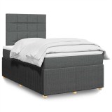 vidaXL Pat box spring cu saltea, gri &icirc;nchis, 120x190 cm, textil 3294296