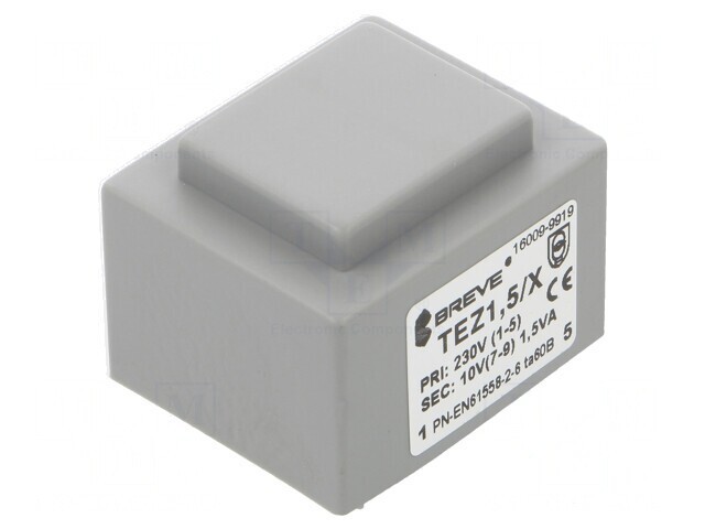 Transformator &icirc;ncapsulat 1,5VA 230V 10V 150mA PCB