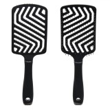 Perie Păr Pătrată, Model Zigzag, Plastic, Negru, 26 cm, Oem