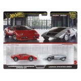 HOT WHEELS PREMIUM SET 2 MASINUTE METALICE LAMBORGHINI COUNTACH LP5000 QV SI LANCIA STRATOS ZERO SCARA 1: 64