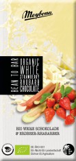 Ciocolata alba cu capsuni si rubarba, bio, 100g, Meybona