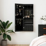 VidaXL Dulap de bijuterii cu oglindă de perete, negru, 37,5x10x106 cm