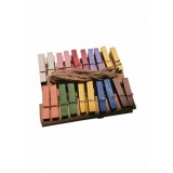 Set 20 carlige lemn colorate cu sfoara inclusa pentru activitati senzoriale,3,5 cm