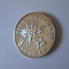 Rară! Cuba 5 Pesos 1981 argint .999 UNC/Proof ed.limitată 3000 bucăți,12 grame