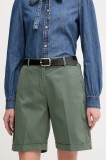 United Colors of Benetton pantaloni scurti femei, culoarea verde, uni, high waist, 4CDRD901W