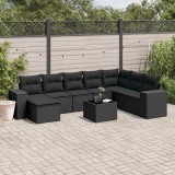 Gossi set mobilier de gradina cu perne, 9 piese, negru, poliratan