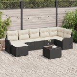 Set Canapea Gradina vidaXL 7 Piese Poliratan Negru, Perne Incluse, Modular, Rezistent Intemperii, Terasa/Exterior