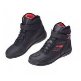 Ghete moto din piele intoarsa LS2 Garra WP negru/rosu marime 41