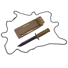 Cutit tactic de vanatoare DEPOX&reg;, Military Specialist, 10 cm, teaca cu lant inclusa, kaki