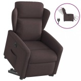 vidaXL Fotoliu electric rabatabil cu ridicare, maro &icirc;nchis, textil