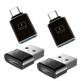 Set 4 adaptoare OTG, TrendiShop&reg;, Mix Type C catre USB si USB catre Type C, compact si portabil, compatibil cu Macbook, Iphone, Samsung, diverse table, Negru