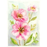 E105. Tablou original, Roze, 2023, acuarela pe hartie, neinramat, 21x29 cm