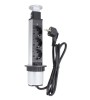 Priza schuko incastrabila in blat de birou sau bucatarie, 3 posturi 220-240VAC 16A cablu 1.8m, pop-up cu indicator de prezenta tensiune, Omu System