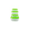 Set 4 cutii alimente, patrate, Fresco 400 ml, 800 ml, 1 l, 2 l, verzi, Plastor Trading