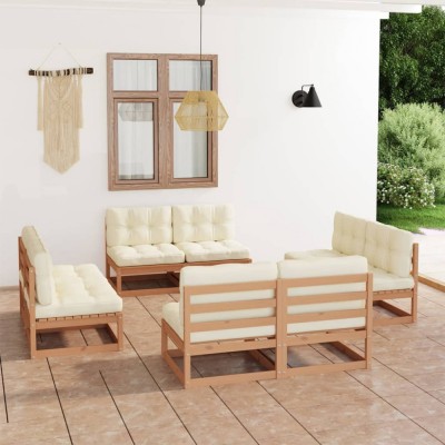 Gossi set mobilier de gradina cu perne, 8 piese, lemn masiv de pin foto