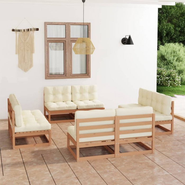 Gossi set mobilier de gradina cu perne, 8 piese, lemn masiv de pin