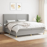 Cumpara ieftin Pat box spring cu saltea, gri deschis, 200x200 cm, textil