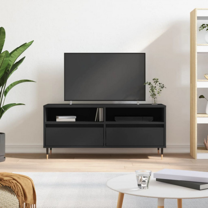 vidaXL Comodă TV, negru, 100x34,5x44,5 cm, lemn prelucrat